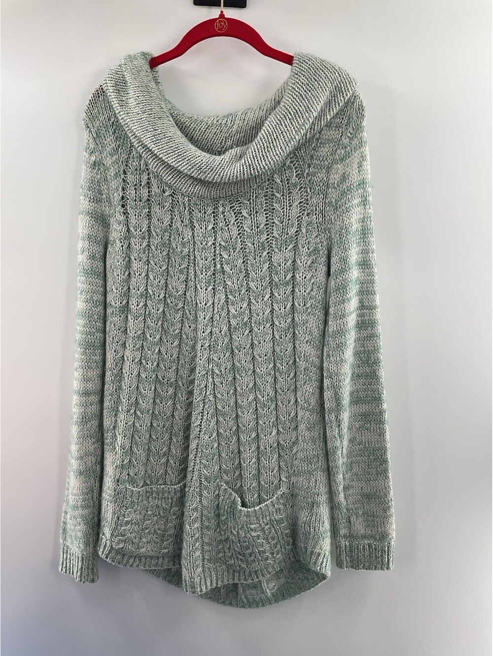 Guinevere women’s sweater size medium teal and beige chunky knit 085